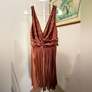 Madison Tara Velour Pleated Midi Dress. NWT. Size 12.